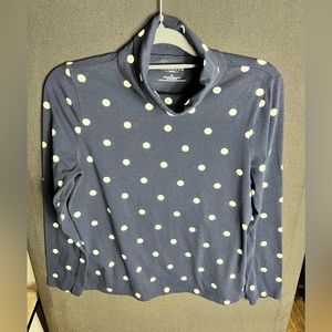 VINTAGE Talbots Petite Navy/White polka dot turtleneck